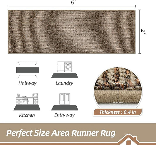 BEQHAUSE Hallway Runner Rugs 2x6, Hallway Rug Non-Slip Washable(Rolled-Up NO Creases), Runner Rug Absorbent Stain Resistant Hall Rug Carpet Runner, Entryway Rugs Floor Mat Laundry Room Rugs, Taupe