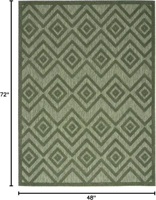 Nourison Home Versatile Green 4' x 6' Area Rug - Easy Clean, Non Shedding, Bed Room, Living Room, Dining Room, Kitchen (4' x 6')