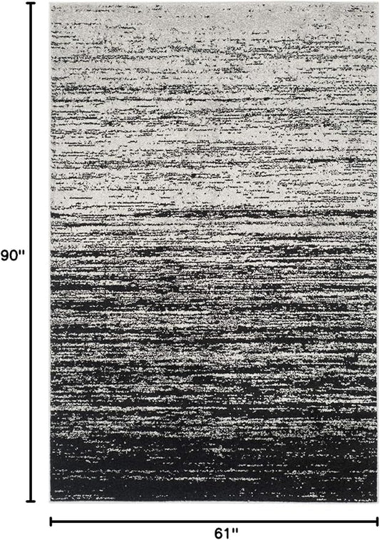 SAFAVIEH Adirondack Collection Area Rug - 5'1" x 7'6", Silver & Black, Modern Ombre Design, Non Shedding & Easy to Clean, Ideal for Living Room, Bedroom, Office, Dining Space (ADR113A)