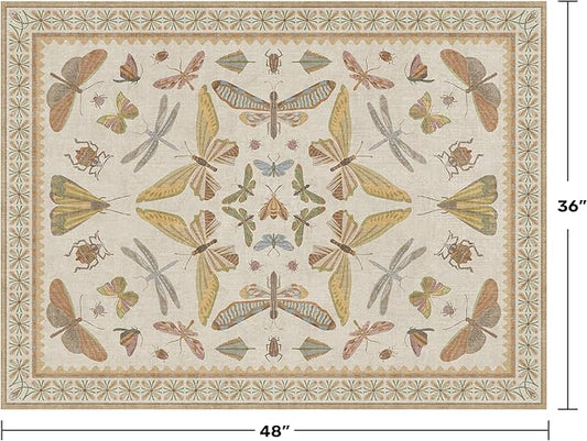 Beige Neutral Small Rugs for Bedroom - 3x4 Throw Rug for Large Entryway, Kitchen, Nursery Room, Insect Print Floral Non-Slip Accent Rug Low Pile Stain Resistant