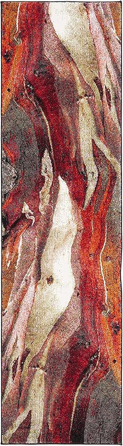 SAFAVIEH Glacier Collection Runner Rug - 2'3" x 12', Red & Multi, Modern Abstract Design, Non-Shedding & Easy Care, Ideal for High Traffic Areas in Living Room, Bedroom (GLA126A)