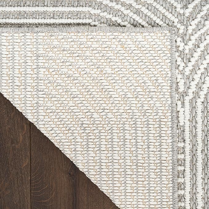 Nourison Home Textured Home Grey Ivory 5'3" x 7' Area Rug - Easy Clean, Non Shedding, Bed Room, Living Room, Dining Room, Kitchen (5' x 7')