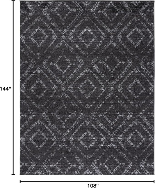 SAFAVIEH Adirondack Collection Area Rug - 9' x 12', Dark Grey & Grey, Modern Diamond Distressed Design, Non-Shedding & Easy Care, Ideal for High Traffic Areas in Living Room, Bedroom (ADR131F)