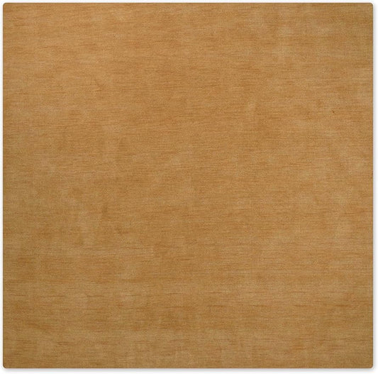 Hand Knotted Loom Wool ECO-Friendly Area Rugs - 6'x6', Square, Gold Color, Solid Plain Design, High Pile Thick Handmade Anti Skid Area Rugs for Living Room, Bed Room (L00111)