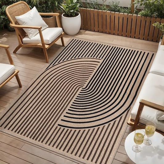 Tangsoo Easy Jute 4x6 Rug for Patio,Non-Slip Dark Brown Indoor Outdoor Carpet,Boho Farmhouse Washable Area Rug Throw Mat for Front Porch Kitchen Bedroom Foyer