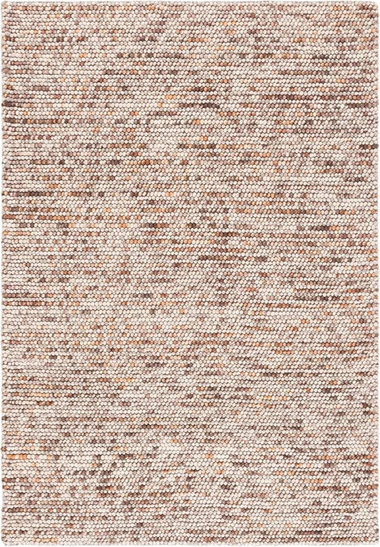 SAFAVIEH Natura Collection Area Rug - 6' Square, Dark Brown & Beige, Handmade Wool Blend, Textured Design, Ideal for Living Room, Bedroom, Dining Space (NAT620E)