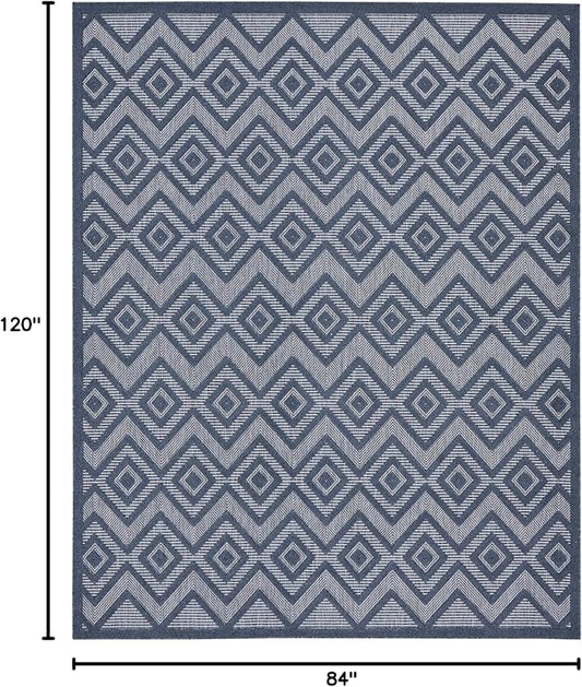 Nourison Home Versatile Navy Blue 7' x 10' Area Rug - Easy Clean, Non Shedding, Bed Room, Living Room, Dining Room, Kitchen (7' x 10')