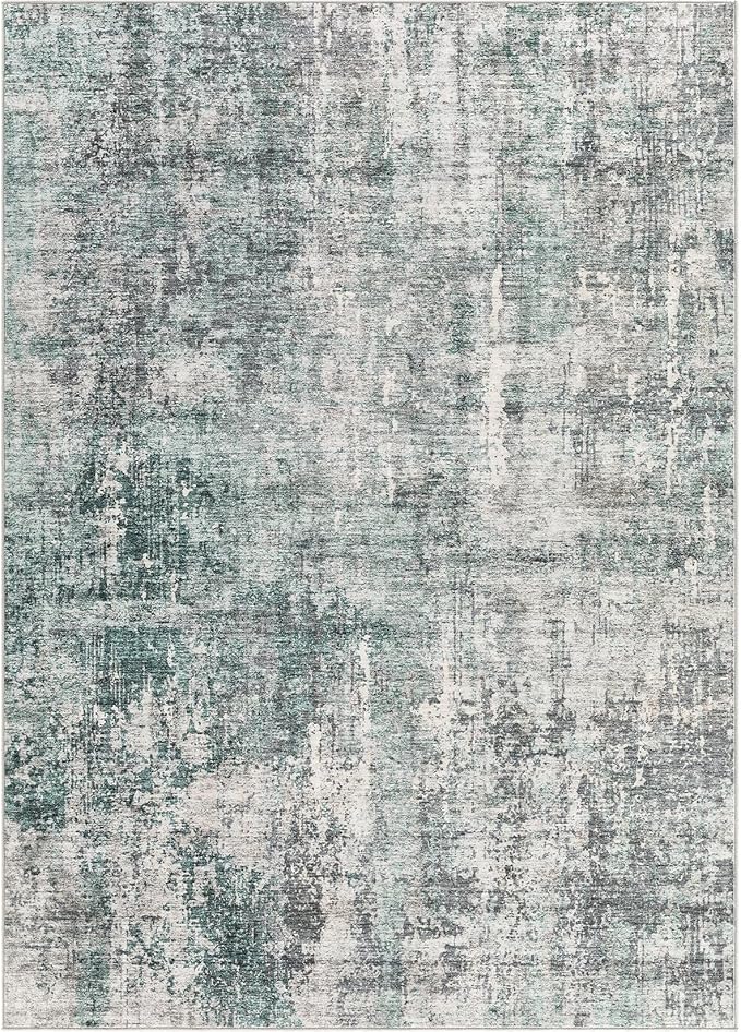 8x10 Area Rug Living Room Rugs - Washable Neutral Modern Abstract Soft Thin Large Rug Indoor Floor No Slip Rug Carpet for Bedroom Under Dining Table Home Office Decor - Green/Grey
