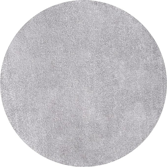 Eyely UES100A-6R Supersoft Haze Solid Low-Pile Indoor Area Rug, Coastal, Bohemian, Minimalist, Classic, Casual for Bedroom,Kitchen,Living Room,Non Shedding,Easy-Washing, Gray, 6' Round