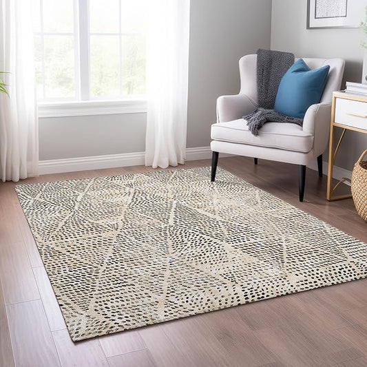 Addison Rugs Chantille ACN591 Beige 9' x 12' Indoor Outdoor Area Rug, Easy Clean, Machine Washable, Non Shedding, Bedroom, Living Room, Dining Room, Kitchen, Patio Rug