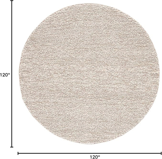 SAFAVIEH Natura Collection Area Rug - 10' Round, Beige, Handmade Wool Blend, Textured Design, Ideal for Living Room, Bedroom, Dining Space (NAT620B)