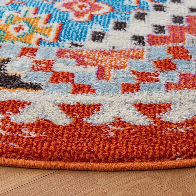 SAFAVIEH Madison Collection Runner Rug - 2' x 8', Rust & Pink, Boho Diamond Distressed Design, Non-Shedding & Easy Care, Ideal for High Traffic Areas in Living Room, Bedroom (MAD418Q)