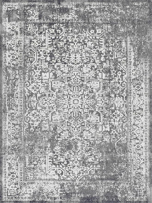 vivorug 6x9 Area Rugs, Stain Resistant Washable Rug for Living Room, Vintage-Inspired Grey Rug