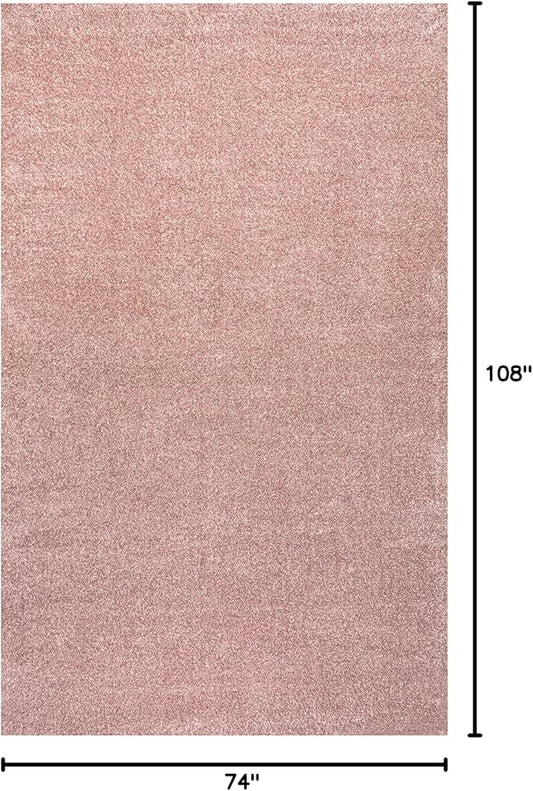 Eyely UES100P-6 Supersoft Haze Solid Low-Pile Indoor Area Rug, Coastal, Bohemian, Minimalist, Classic, Casual for Bedroom,Kitchen,Living Room,Non Shedding,Easy-Washing, Pink, 6 X 9