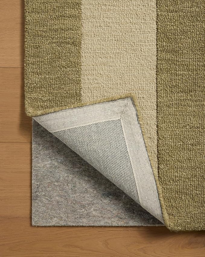 Loloi Leanne Ford Craven Collection CVN-01 Light Olive/Oatmeal 7'-9" x 9'-9" Area Rug Geometrical, Patterned, Neutral, Living Room, Bedroom, Dining Room