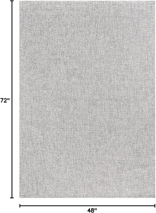 CAMILSON Easy Jute Rug 4x6, Indoor Outdoor Gray Color Farmhouse Area Rugs for Living Room Patio and Kitchen Rug, Solid Boho Woven Design, Easy-Cleaning, Washable Outside Carpet Alfombras (4 x 6)