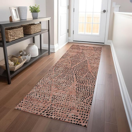 Addison Rugs Chantille ACN591 Salmon 2'3" x 7'6" Indoor Outdoor Hallway Runner Rug, Stain Resistant Washable Kitchen Area Carpet for Bathroom, Laundry and Bedroom Rug