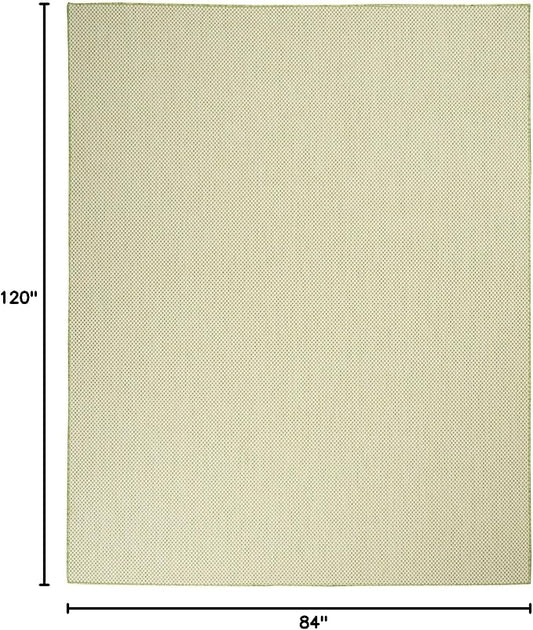 Nourison Home Courtyard Ivory Green 7' x 10' Area Rug - Easy Clean, Non Shedding, Bed Room, Living Room, Dining Room, Kitchen (7' x 10')