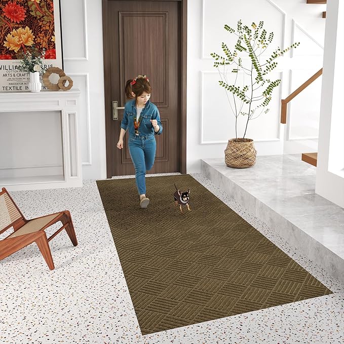 jxgzyy Runner Rug 3'11" x 9'10", Commercial Front Door Mat, Heavy Duty Indoor Outdoor Doormat, Outdoor Mats for Entrance, Non-Slip Entry Mat for High Traffic Area