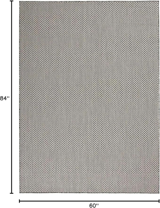 Nourison Home Courtyard Ivory Charcoal 5' x 7' Area Rug - Easy Clean, Non Shedding, Bed Room, Living Room, Dining Room, Kitchen (5' x 7')