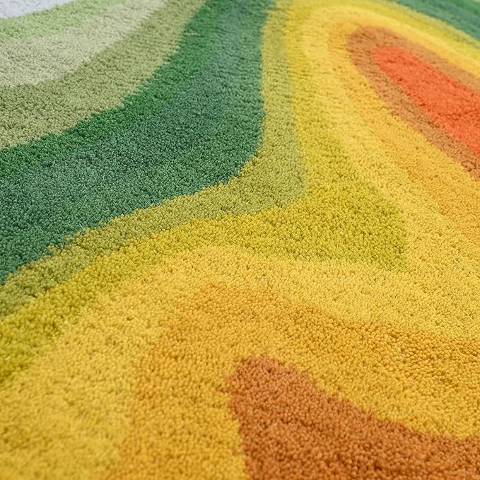 Irregular Shaped Handmade Wool Area Rug | Modern Colourful Stripe Premium Carpet | Perfect for Living Room, Bedroom, Dining Room & Home Decor (Rainbow, 10x10 ft)