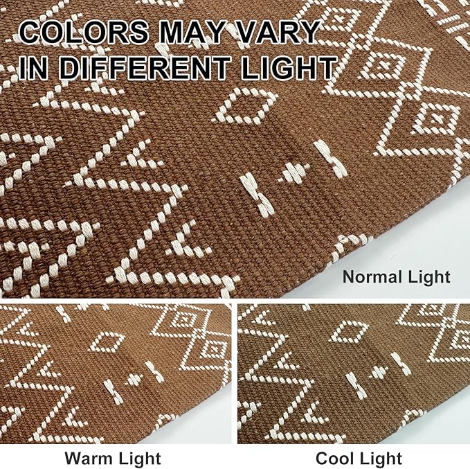 Boho Runners for Hallways,2x5 ft Washable Kitchen Runner,Non Slip Rubber Backed Braided Runners,Cotton Entryway Runner Rugs,Faux Jute Rug for Indoor Backdoor Bedroom,Brown/White