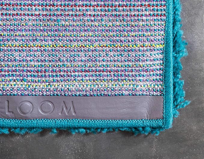 Unique Loom Solid Shag Collection Area Rug (7' 1" x 10' Rectangle, Deep Aqua Blue)