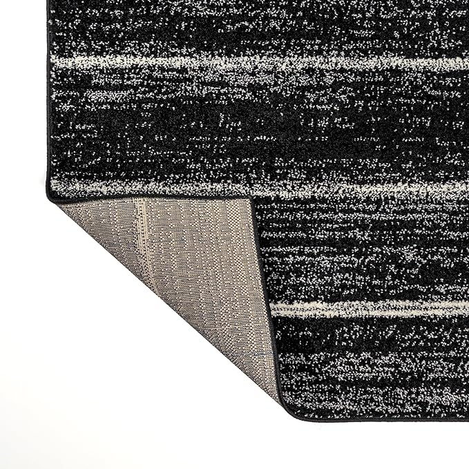 JONATHAN Y Williamsburg Minimalist Stripe Black/Cream Indoor Area Rug, 4x6, Contemporary, Modern, Easy-Cleaning for Living Room, Bedroom, Kitchen, Pet Friendly, Non-Shedding (MOH201F-4)