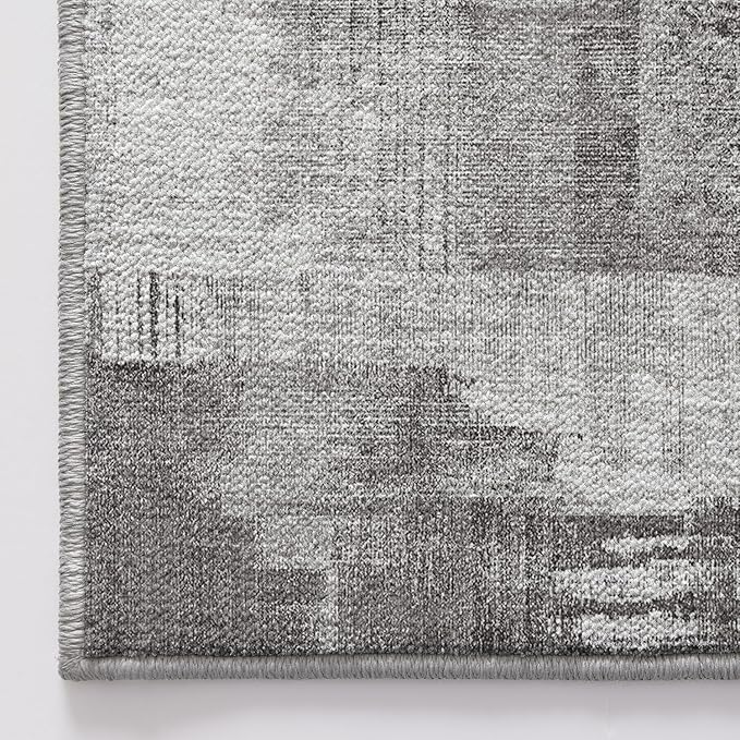 LUMI 4x6 Washable Low-Pile Area Rug for Living Room, Ultra Soft Modern Neutral Grey Rugs Non Slip with Rubber Backing, High Traffic, Stain Resistant Carpets, Ideal for Bedroom, Dining Room