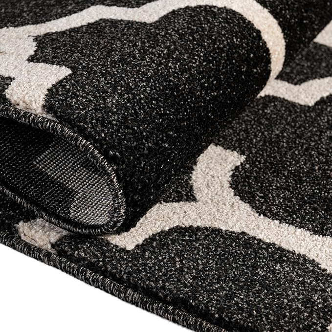 Rugs.com Lattice Collection Rug – 9' x 12' Black Medium Rug Perfect for Living Rooms, Large Dining Rooms, Open Floorplans