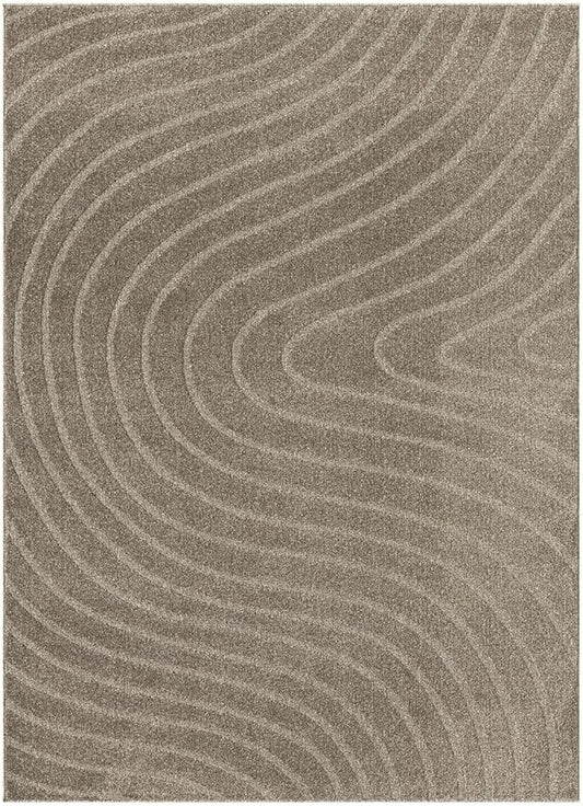 LUXE WEAVERS Modern Geometric Wave Taupe 2x3 Area Rug
