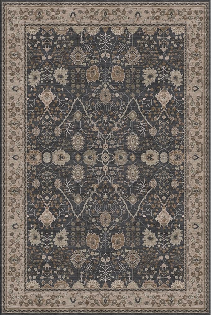 Kuden 2x3 Small Rug, Machine Washable, Non-Slip Backing, Vintage Style, Soft, Low Pile, Area Rugs for Entryway Kitchen Indoor Entrance