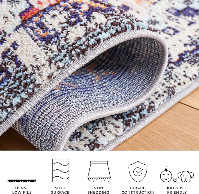 SAFAVIEH Madison Collection Runner Rug - 2'2" x 6', Orange & Beige, Boho Diamond Distressed Design, Non-Shedding & Easy Care, Ideal for High Traffic Areas in Living Room, Bedroom (MAD418P)