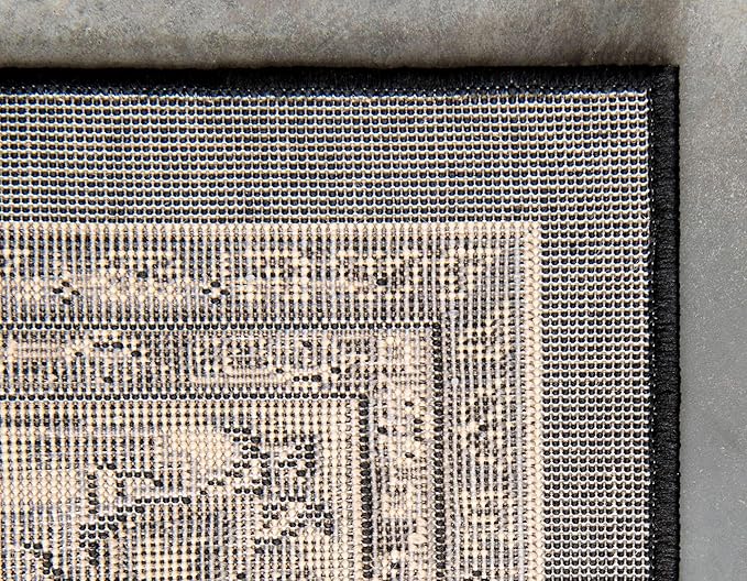Unique Loom Sialk Hill Collection Area Rug - Washington (7' 1" x 10' Rectangle Black/Gray)