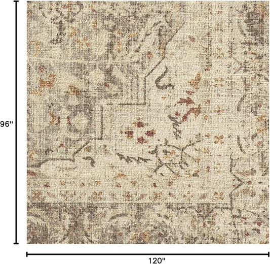 RUGGABLE Washable Vintage Area Rug – Sarrah Hazel 8x10, Stain-Resistant, Non-Slip – Large Machine Washable Rugs for Living Room, Bedroom, Hallway, Entryway & Office–with Cushioned Pad
