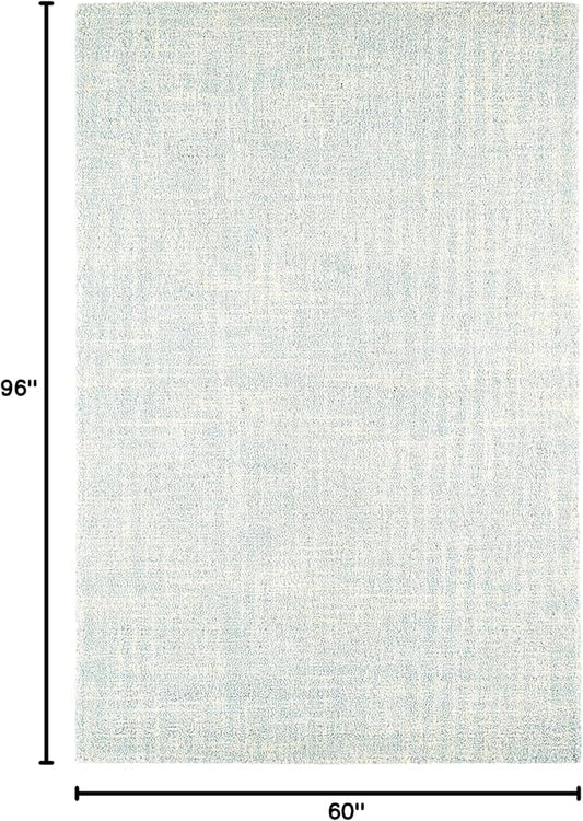 Dash and Albert Crosshatch Wool Area Rug - 5' x 8' Sky Blue Solid Hand Micro Hooked Accent Rug - Durable, High Traffic Areas Bedroom, Hallway, Stairs - Premium Luxury Hotel Quality Soft Breathable
