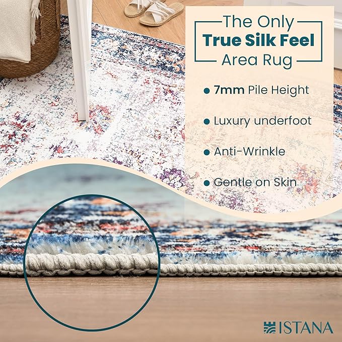 Istana 4x6 Rug - Multi Colors Area Rugs 4x6 - Kid & Pet Friendly Machine Washable Rugs - 4 x 6 Area Rug Non Slip & Non Shedding Area Rug - Foldable Rug for Room for Bedroom