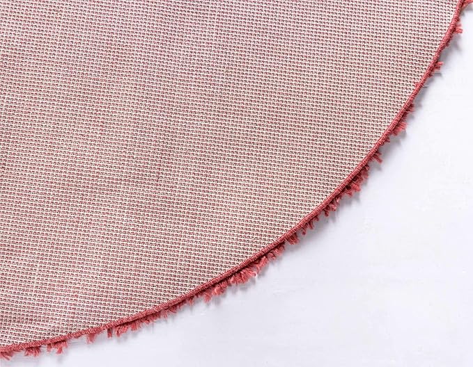 Unique Loom Davos Shag Collection Area Rug - Solid (5' 3" Round, Poppy)