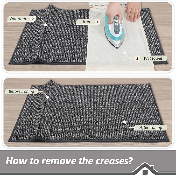 BEQHAUSE Dirt Trapper Door Mat 32" x 48", Non-Slip Washable Doormats Entrance Mat, Dirt Resistant and Absorbent Welcome Mat, Low Profile Floor Mats for Front Back Door and Entryway, Charcoal