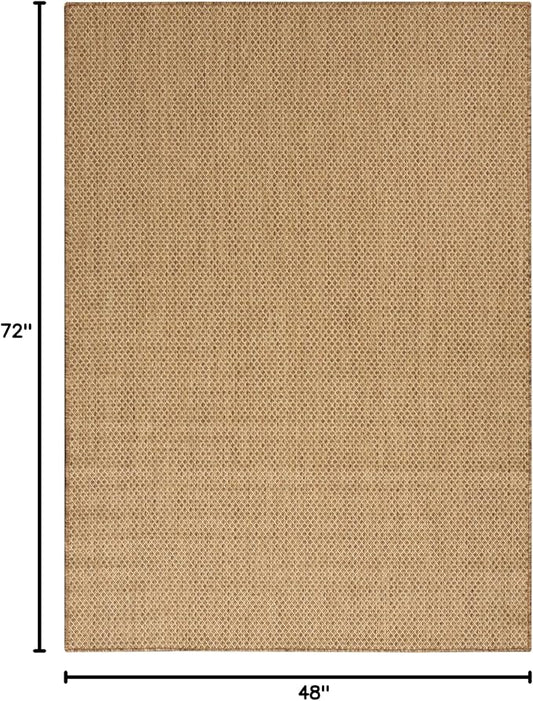 Nourison Home Courtyard Jute 4' x 6' Area Rug - Easy Clean, Non Shedding, Bed Room, Living Room, Dining Room, Kitchen (4' x 6')