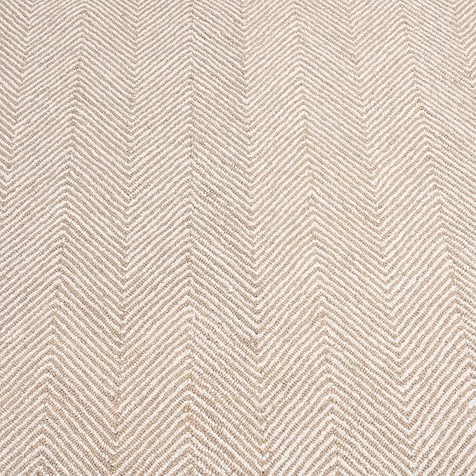 Modern Herringbone Chevron Collection Handcrafted Wool Area Rug - Durable, Zigzag Pattern, for High Traffic, Contemporary Design for Living Room, Bedroom, Dining Room Decor (Sand Beige, 3' x 5')