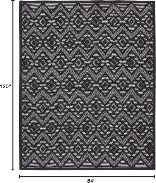 Nourison Home Versatile Charcoal Black 7' x 10' Area Rug - Easy Clean, Non Shedding, Bed Room, Living Room, Dining Room, Kitchen (7' x 10')