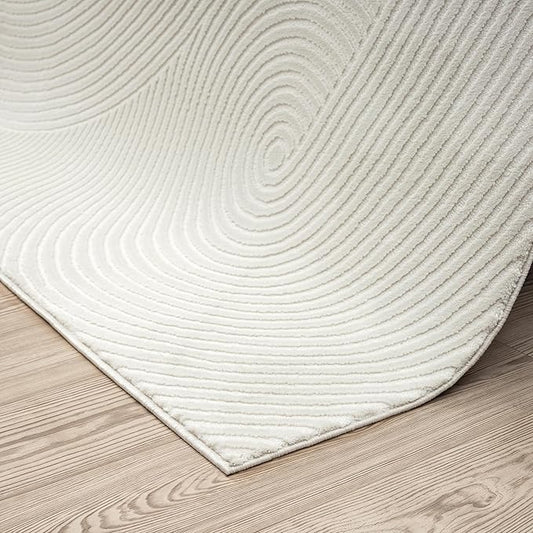 Abani Cream Area Rug 12' x 15' for Living Room, Bedroom, Dining Room - Zen Reiki Circles Pattern - Durable & East to Clean