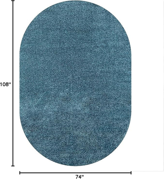 JONATHAN Y Haze Solid Low-Pile Turquoise 6x9 Oval Indoor Area Rug, Coastal,Bohemian,Minimalist,Classic, Easy-Cleaning for Living Room,Bedroom,Kitchen,Pet Friendly,Non-Shedding (SEU100H-6OV)