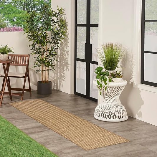Nourison Home Courtyard Jute 2' x 6' Area Rug - Easy Clean, Non Shedding, Bed Room, Living Room, Dining Room, Kitchen (6' Runner)