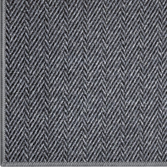 LUMI Ultra Thin Indoor Door Mat for Entrance 32"x48", Non Slip Entryway Mat, Low Profile Doormat, Unique Herringbone Design Carpet for Inside, Patio, Porch, Medium Gray