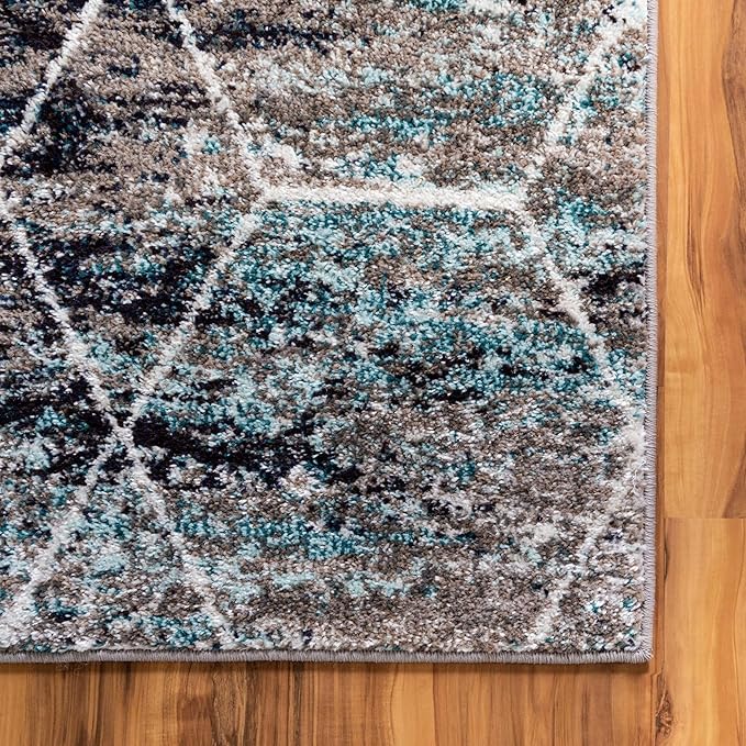 Unique Loom Trellis Frieze Collection Area Rug - Geometric (4' x 6', Blue Multi/ Ivory)