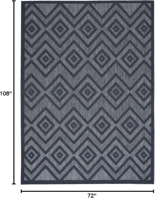 Nourison Home Versatile Navy Blue 6' x 9' Area Rug - Easy Clean, Non Shedding, Bed Room, Living Room, Dining Room, Kitchen (6' x 9')