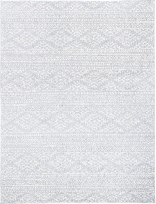 SAFAVIEH Area Rug 9x12 - Tulum Collection - Large - Light Grey & Ivory, Moroccan Boho Tribal Design, Non-Shedding & Easy to Clean, Ideal for Living Room, Bedroom, Dining Space (TUL272F)