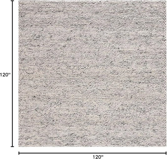Safavieh Natura Collection Area Rug - 10' Square, Light Grey & Ivory, Handmade Wool Blend, Textured Design, Ideal for Living Room, Bedroom, Dining Space (NAT620G)